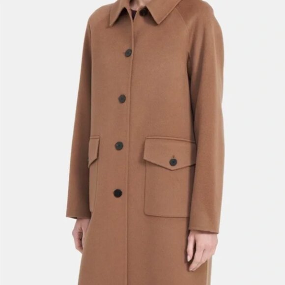 NWT Theory Caban Relaxed Coat in Double-Face Wool-Cashmere Jacket Buckwheat - Picture 2 of 6
